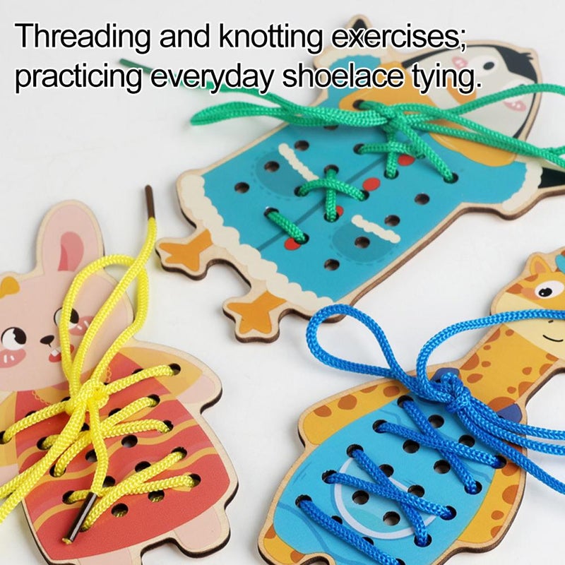 Wooden Lacing Threading Toys, Ropes Puzzle & Dementia Products, Sensory Activity Board, Memory Games and Jigsaw Puzzle Set for Caregivers Enhances Memory, Coordination, Focus - Image 4